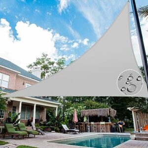 patio sun shade sail waterproof 260gsm shade cloth canopy awning shelter, 95% uv blockage for outdoor patio garden carport equilateral triangle light gray 12' x 12' x 12'