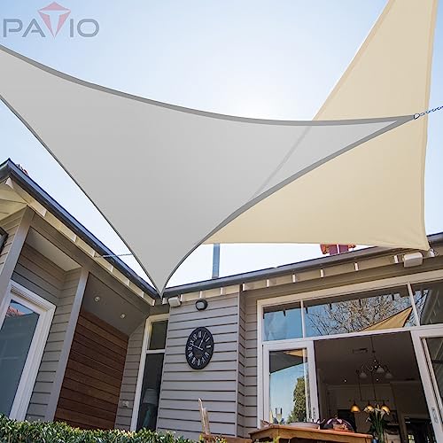 Patio Sun Shade Sail Waterproof 260GSM Shade Cloth Canopy Awning Shelter, 95% UV Blockage for Outdoor Patio Garden Carport Equilateral Triangle Light Gray 12' x 12' x 12'