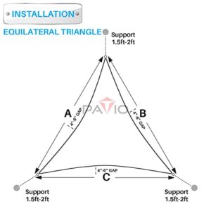 Patio Sun Shade Sail Waterproof 260GSM Shade Cloth Canopy Awning Shelter, 95% UV Blockage for Outdoor Patio Garden Carport Equilateral Triangle Light Gray 12' x 12' x 12'