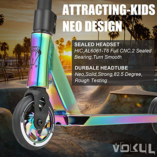 VOKUL K1 Pro Scooters Stunt Scooter Trick Scooter for Boys Intermediate and Beginner Freestyle Scooter for Kids 8 Years and UP,Teens and Adults -Quality Kick Pro Scooter for Boys and Girls (Neo)