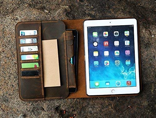 Personalized distressed leather iPad cover case for iPad Pro 9.7 11 12.9 Leather iPad portfolio case for 2019 iPad Air 10.5 inch IDP97SPNC