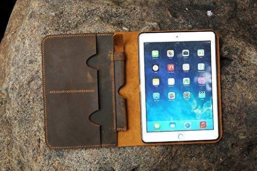 Personalized distressed leather iPad cover case for iPad Pro 9.7 11 12.9 Leather iPad portfolio case for 2019 iPad Air 10.5 inch IDP97SPNC