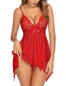 avidlove womens red babydoll lingerie for women valentines day lingerie negligee lingerie red l
