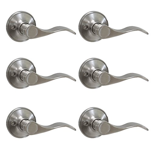 Probrico Wave Style Single Dummy Door Levers Dummy Door Handles Satin Nickel Finish, Right Handed, Pack of 6