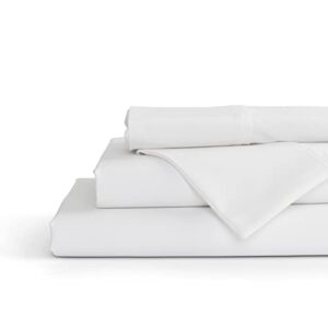 100% cotton percale sheets king size, white, deep pocket, 4 pieces sheet set - 1 flat, 1 deep pocket fitted sheet and 2 pillowcases, crisp cool and strong bed linen