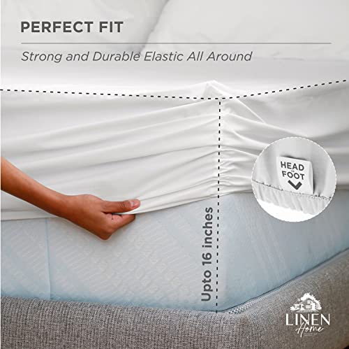 100% Cotton Percale Sheets King Size, White, Deep Pocket, 4 Pieces Sheet Set - 1 Flat, 1 Deep Pocket Fitted Sheet and 2 Pillowcases, Crisp Cool and Strong Bed Linen