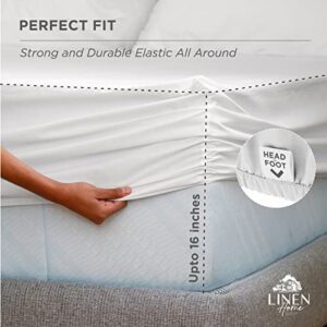 100% Cotton Percale Sheets Queen Size, White, Deep Pocket, 4 Pieces Sheet Set - 1 Flat, 1 Deep Pocket Fitted Sheet and 2 Pillowcases, Crisp Cool and Strong Bed Linen