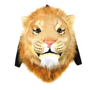 lanfire domineering backpack stuffed tiger head 3d simulation personalised shoulder bag animal head shoulders bag (large, lion)