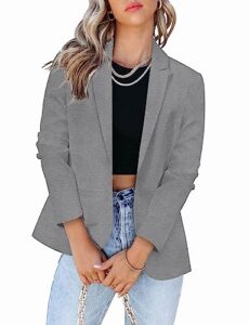 zeagoo women long sleeve blazer open front cardigan jacket work office suit outwear grey s
