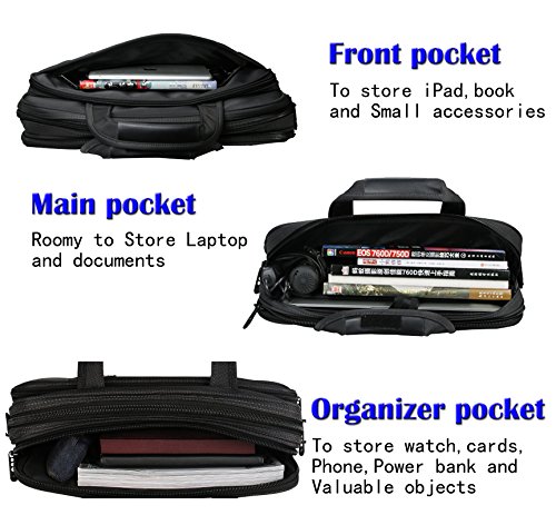 Briefcase Bag 15.6 Inch Laptop Messenger Bag Business Office Bag for Men Women, Waterproof Stylish Nylon Multi-Functional Shoulder Bag fit for Computer Notebook MacBook Hp Dell Lenovo Asus Apple