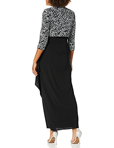 Alex Evenings Women's Empire Waist Dress with Side Ruched Skirt and Jacket (Petite and Regular Sizes), Black/White, 14P