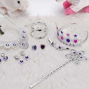 Liberty Imports 50 PCS Princess Jewelry Dress Up Accessories, Pretend Play Set Jewelry Party Favors for Girls Cosplay Party Favors with Crown Wand Ring Earring Necklace