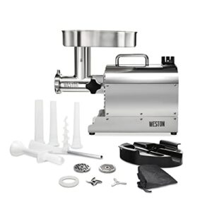 weston pro series electric meat grinder, commercial grade, 560 watts, .75 hp, 6lbs. per minute, stainless steel (10-0801-w)