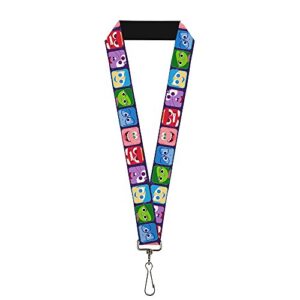 buckle down unisex adults lanyard - 1.0 inside out 6-character esxpression blocks pu key chain, multicolor, one size us
