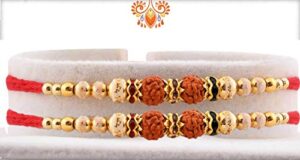 rakhi for brother rakhi set of 2 rudraksha rakhee thread bracelet for bhai bhaiya- indian rakhi raksha bandhan festival