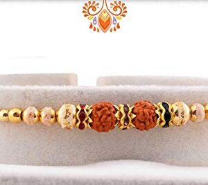 Rakhi for Brother Rakhi Set of 2 Rudraksha Rakhee Thread Bracelet for Bhai Bhaiya- Indian Rakhi Raksha Bandhan Festival