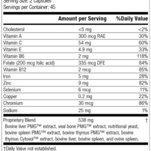 Standard Process Immuplex - Whole Food Immune Support and Antioxidant Support with Chromium, Folate, Vitamin B6, Copper, Selenium, Vitamin A - 90 Capsules