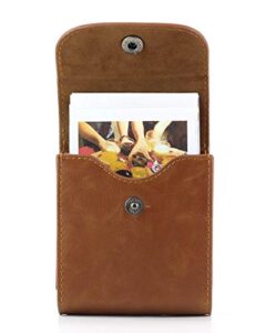 wogozan photo pouch album for fujifilm instax square sq1 sq20 sq10 sq6 sp-3 instant camera film mini 3 inch film accessories case bag with soft pu leather material (brown)