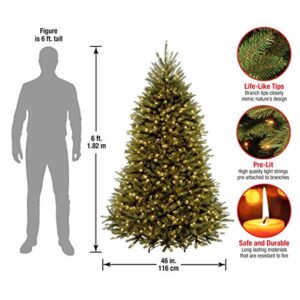 National Tree Company Pre-Lit Artificial Full Christmas Tree, Green, Dunhill Fir, White Lights, Includes Stand, 6 Feet