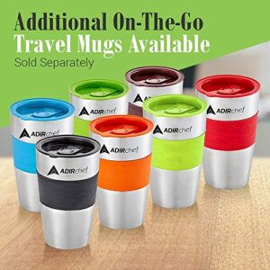 AdirChef Single Serve Mini Travel Coffee Maker & 15 oz. Travel Mug Coffee Tumbler & Reusable Filter for Home, Office, Camping, Portable Small and Compact, Great for Fathers Day (Orange)