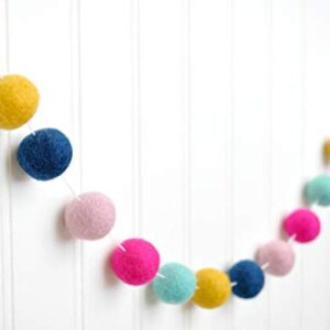 Baby Girl Nursery Garland - Light Pink, Hot Pink, Aqua, Mustard, Navy - 1" (2.5 cm) felt balls