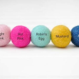 Baby Girl Nursery Garland - Light Pink, Hot Pink, Aqua, Mustard, Navy - 1" (2.5 cm) felt balls