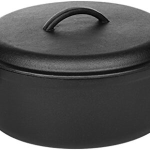 Amazon Basics Pre-Seasoned Cast Iron Round Dutch Oven Pot with Lid and Dual Handles, 7-Quart, Black