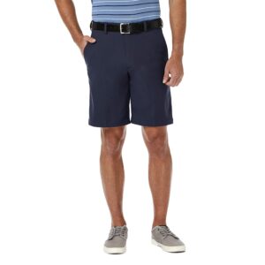 haggar men's cool 18 pro straight fit 4-way stretch flat front expandable waist short with big & tall sizes, navy classic, 56