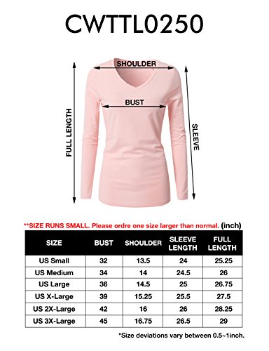 H2H Casual T-Shirts for Women - V Neck Long Sleeve Black US M/Asia M (CWTTL0250)