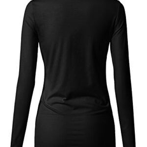 H2H Casual T-Shirts for Women - V Neck Long Sleeve Black US M/Asia M (CWTTL0250)