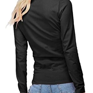 H2H Casual T-Shirts for Women - V Neck Long Sleeve Black US M/Asia M (CWTTL0250)