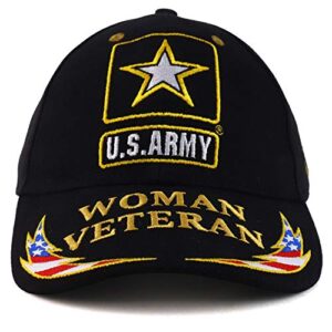 officially licensed us army woman veteran embroidered structured baseball cap - black