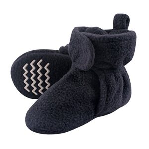 hudson baby unisex child cozy fleece booties slipper sock, navy, 12-18 months toddler us