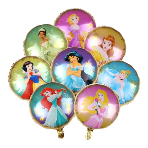 8 Disney Princess Birthday Party Balloons – Belle Cinderella Tiana Ariel Balloons – Snow White Sleeping Beauty Jasmine Rapunzel - Princess Party Supplies Balloon Decorations by Jolly Jon