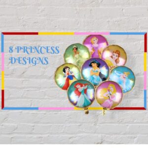 8 Disney Princess Birthday Party Balloons – Belle Cinderella Tiana Ariel Balloons – Snow White Sleeping Beauty Jasmine Rapunzel - Princess Party Supplies Balloon Decorations by Jolly Jon