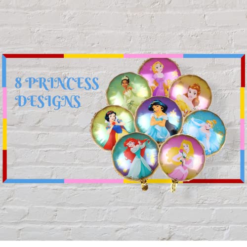 8 Disney Princess Birthday Party Balloons – Belle Cinderella Tiana Ariel Balloons – Snow White Sleeping Beauty Jasmine Rapunzel - Princess Party Supplies Balloon Decorations by Jolly Jon