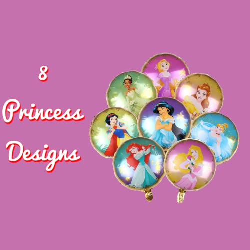 8 Disney Princess Birthday Party Balloons – Belle Cinderella Tiana Ariel Balloons – Snow White Sleeping Beauty Jasmine Rapunzel - Princess Party Supplies Balloon Decorations by Jolly Jon