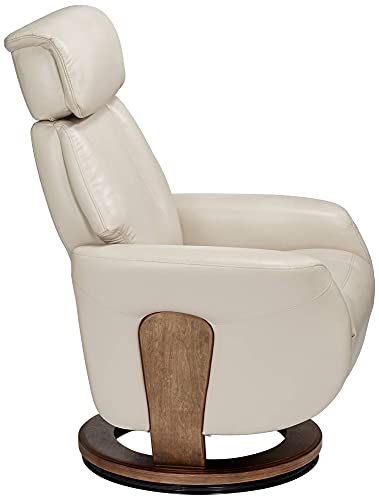 Benchmaster Augusta Taupe Faux Leather Swivel Recliner Chair Modern Armchair Comfortable Manual Reclining Footrest Adjustable Upholstered for Bedroom Living Room Reading Home Relax Office