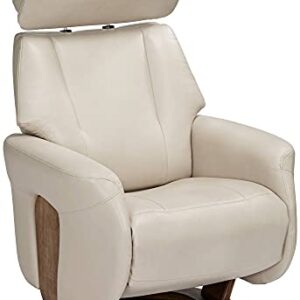 Benchmaster Augusta Taupe Faux Leather Swivel Recliner Chair Modern Armchair Comfortable Manual Reclining Footrest Adjustable Upholstered for Bedroom Living Room Reading Home Relax Office