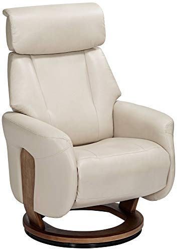 Benchmaster Augusta Taupe Faux Leather Swivel Recliner Chair Modern Armchair Comfortable Manual Reclining Footrest Adjustable Upholstered for Bedroom Living Room Reading Home Relax Office