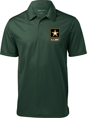 Buy Cool Shirts Mens US Army Pocket Print Textured Polo, Forest, Large