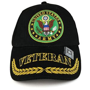 officially licensed us army veteran emblem embroidered structured military baseball cap - black