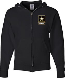 buy cool shirts mens us army pocket print full zip hoodie, black, xl