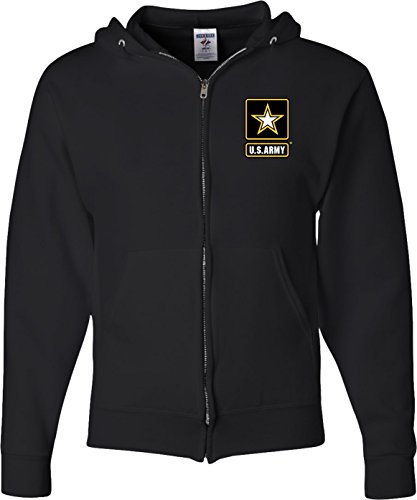 Buy Cool Shirts Mens US Army Pocket Print Full Zip Hoodie, Black, XL