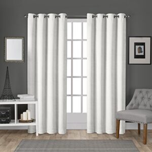 exclusive home velvet heavyweight light filtering grommet top curtain panel pair, 54"x96", winter white