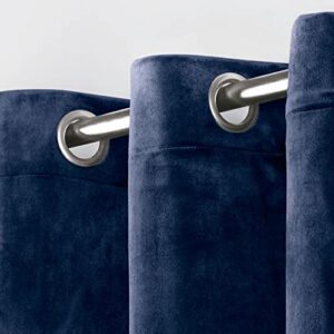 Exclusive Home Curtains Velvet Heavyweight Grommet Top Curtain Panel Pair, 54x96, Navy, 2 Count