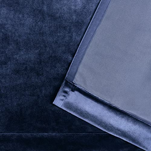 Exclusive Home Curtains Velvet Heavyweight Grommet Top Curtain Panel Pair, 54x96, Navy, 2 Count