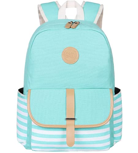 Bluboon Canvas Bookbags School Backpack Laptop Schoolbag for Teens Girls High School (Water Bule 3 in 1)