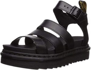 dr. martens women's blaire sandal, black brando leather, 8