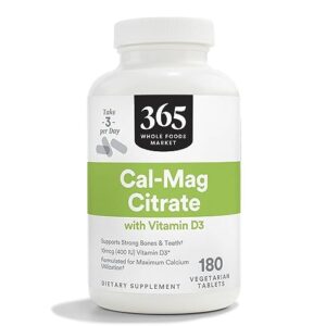 365 by whole foods market, calcium magnesium citrate with d3, 180 tablets